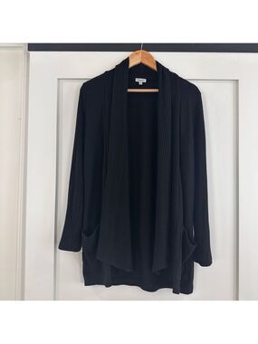 Splendid women’s ribbed draped cardigan black small
